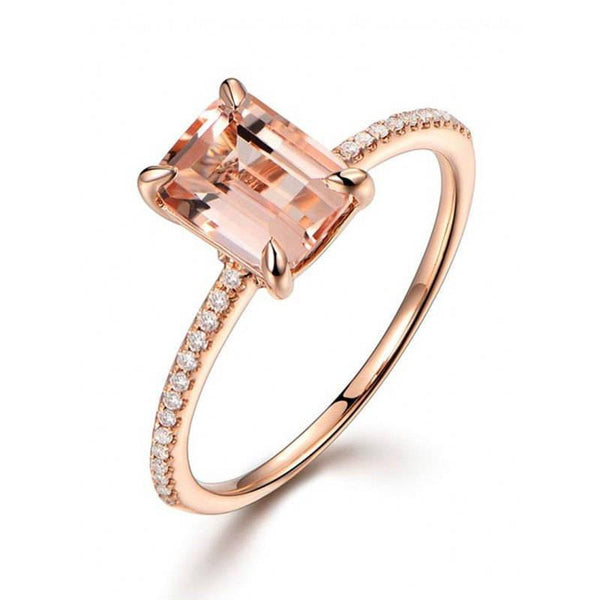 Peach Crystal Ring Set