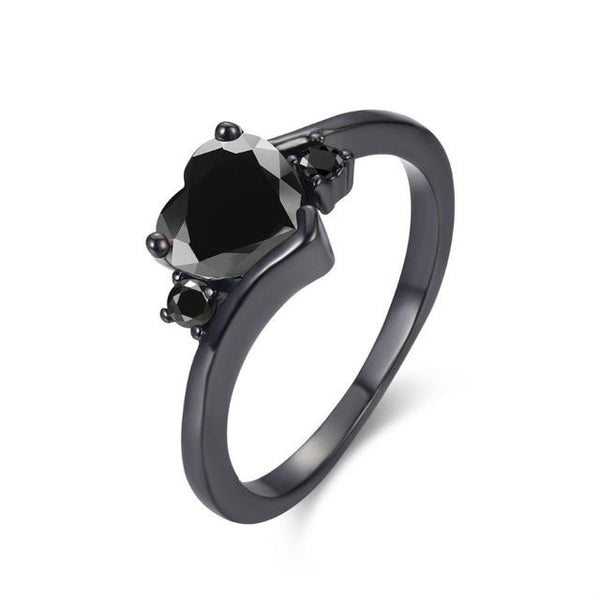 Black Zirconia Heart Ring