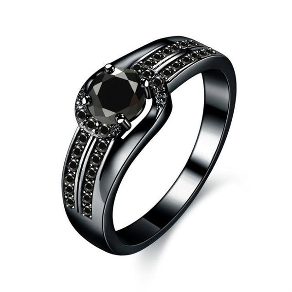 Rounded Black Zirconia Ring